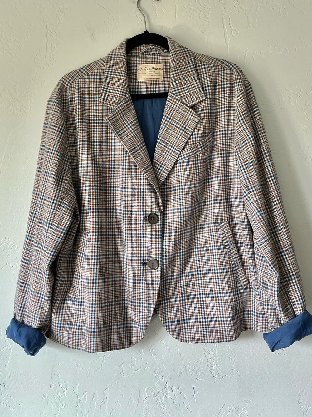 We The Free Cali Plaid Two-Button Blazer in Blue Combo
